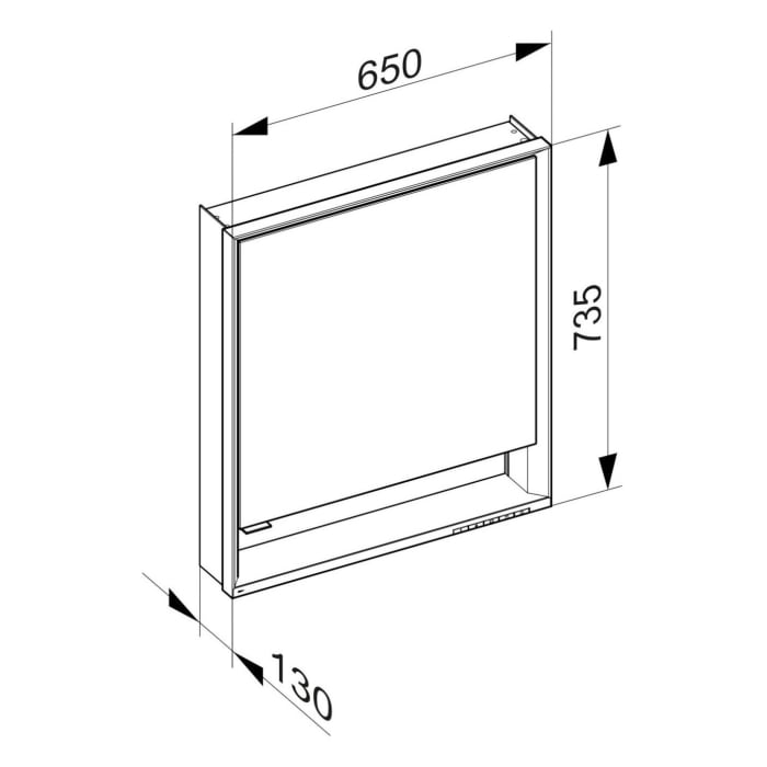 Keuco Royal Lumos Aufputz-Spiegelschrank 65 x 73,5 cm mit LED-Beleuchtung, Türanschlag rechts