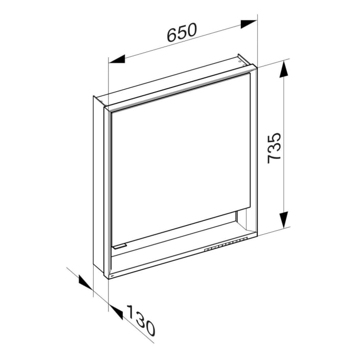 Keuco Royal Lumos Aufputz-Spiegelschrank 65 x 73,5 cm mit LED-Beleuchtung und Spiegelheizung, Türanschlag rechts