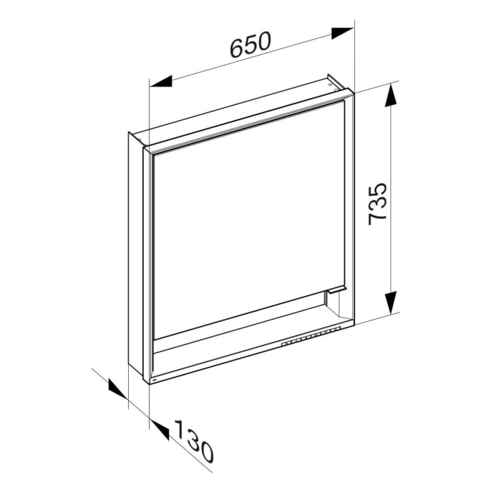 Keuco Royal Lumos Aufputz-Spiegelschrank 65 x 73,5 cm mit LED-Beleuchtung und Spiegelheizung, Türanschlag links