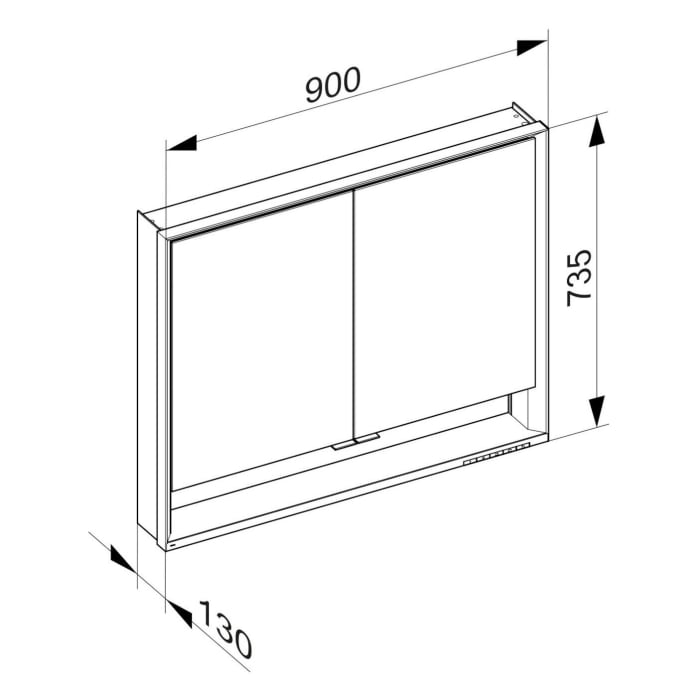 Keuco Royal Lumos Aufputz-Spiegelschrank 90 x 73,5 cm mit LED-Beleuchtung, 2 Türen
