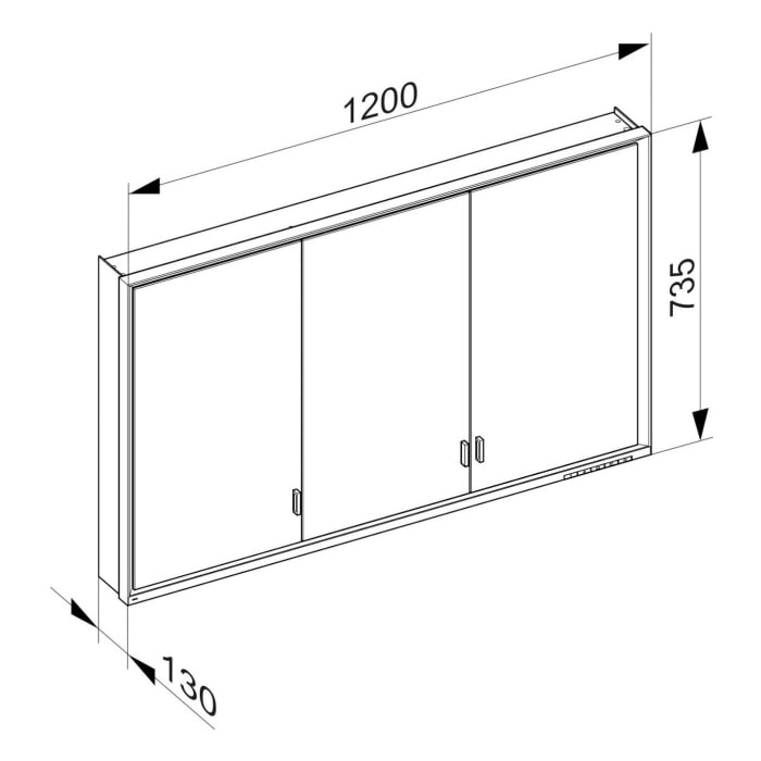 Keuco Royal Lumos Aufputz-Spiegelschrank 120 x 73,5 cm mit LED-Beleuchtung, 3 Türen