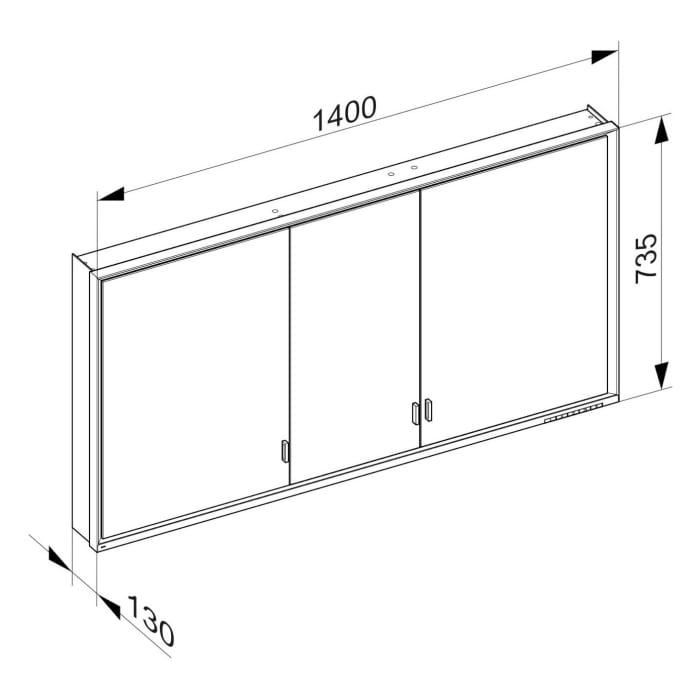 Keuco Royal Lumos Aufputz-Spiegelschrank 140 x 73,5 cm mit LED-Beleuchtung, 3 Türen
