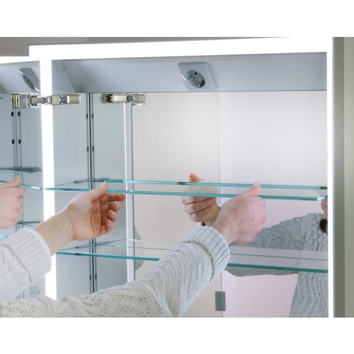 Keuco Royal Lumos Aufputz-Spiegelschrank 65 x 73,5 cm mit LED-Beleuchtung, Türanschlag links