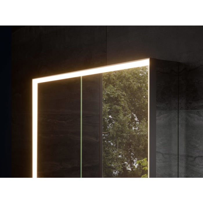 Keuco Royal Lumos Aufputz-Spiegelschrank 105 x 73,5 cm mit LED-Beleuchtung und Spiegelheizung, 2 Türen