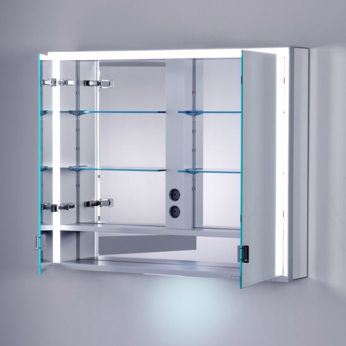 Keuco Royal Lumos Aufputz-Spiegelschrank 80 x 73,5 cm mit LED-Beleuchtung, 2 Türen