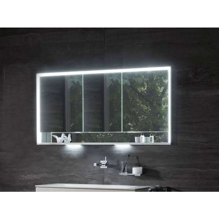 Keuco Royal Lumos Aufputz-Spiegelschrank 120 x 73,5 cm mit LED-Beleuchtung und Spiegelheizung, 3 Türen