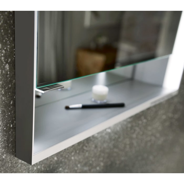 Keuco Royal Lumos Unterputz-Spiegelschrank 65 x 73,5 cm mit LED-Beleuchtung und Spiegelheizung, Türanschlag links