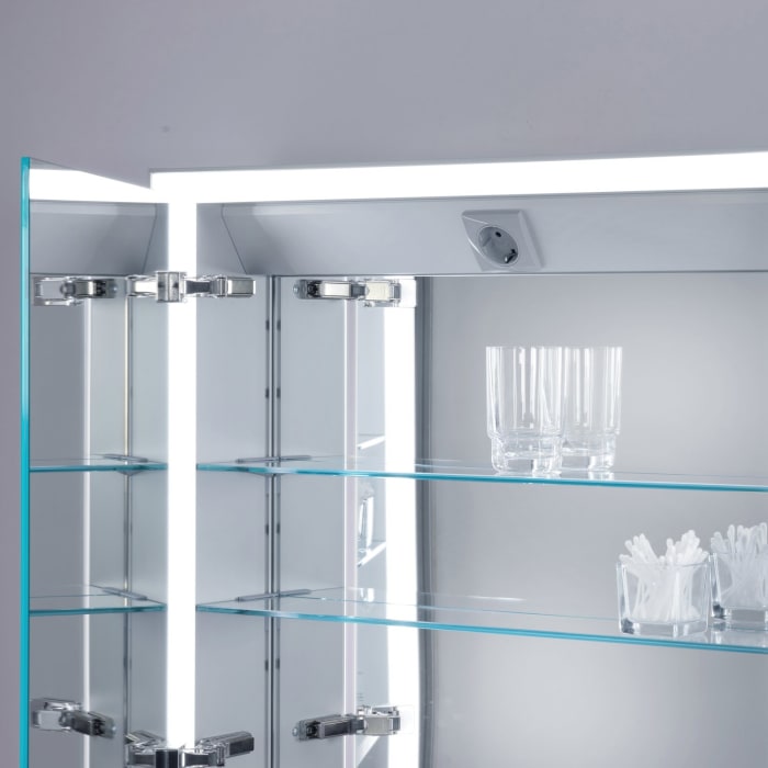 Keuco Royal Lumos Aufputz-Spiegelschrank 65 x 73,5 cm mit LED-Beleuchtung, Türanschlag links