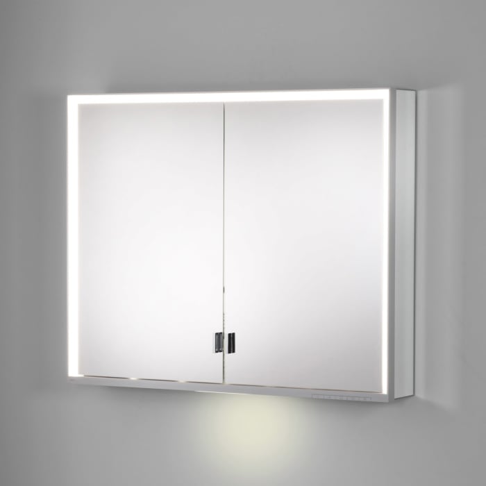 Keuco Royal Lumos Aufputz-Spiegelschrank 70 x 73,5 cm mit LED-Beleuchtung, 2 Türen