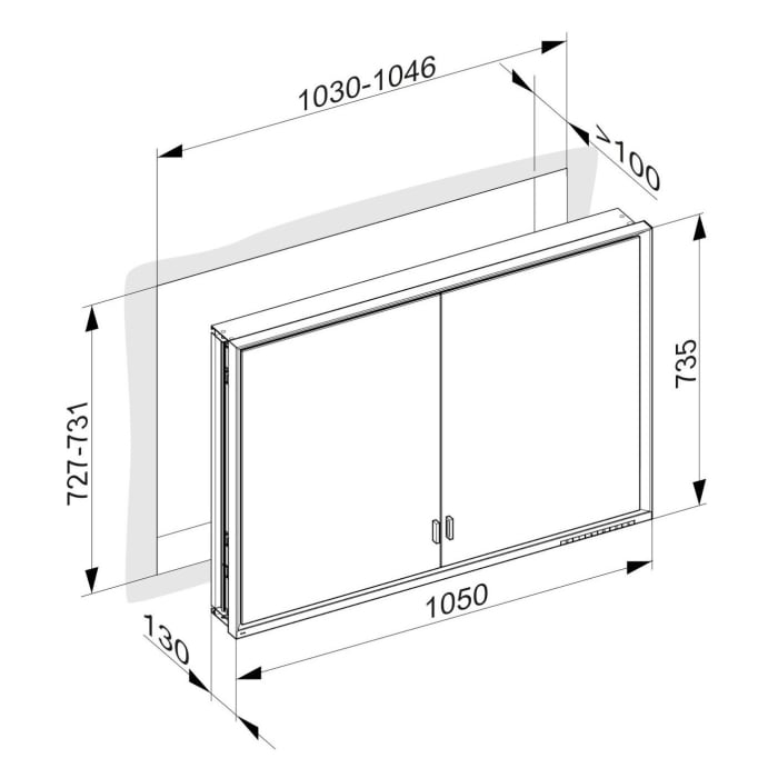 Keuco Royal Lumos Unterputz-Spiegelschrank 105 x 73,5 cm mit LED-Beleuchtung, 2 Türen