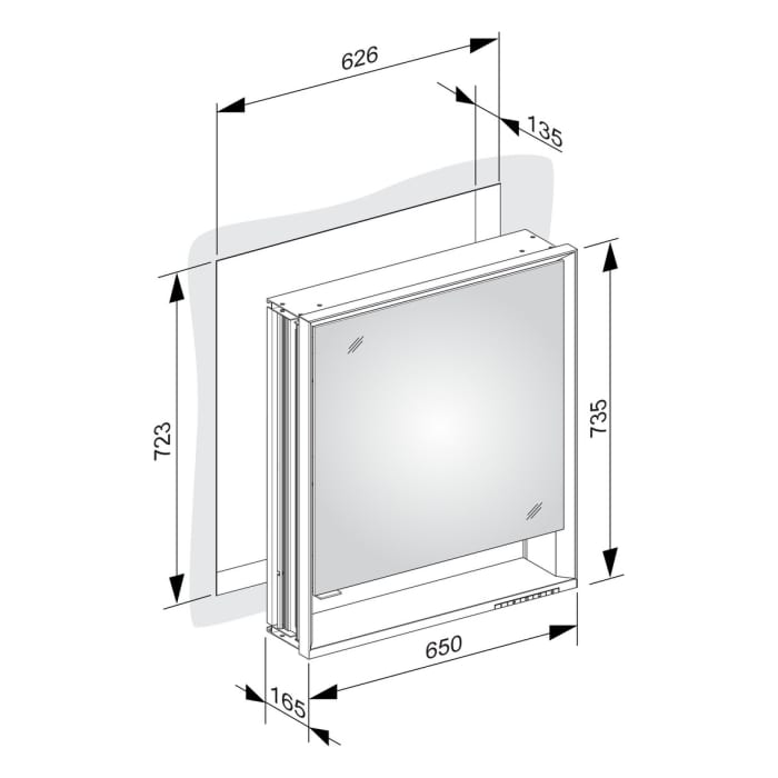 Keuco Royal Lumos Wandeinbau Spiegelschrank 65 x 73,5 cm, Anschlag rechts, offene Ablage