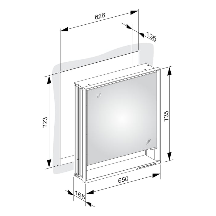 Keuco Royal Lumos Wandeinbau Spiegelschrank 65 x 73,5 cm, Anschlag links, offene Ablage