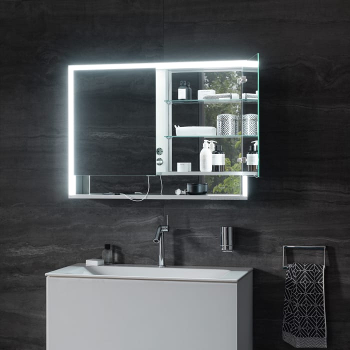 Keuco Royal Lumos Wandeinbau Spiegelschrank 80 x 73,5 cm, DALI-steuerbar, offene Ablage