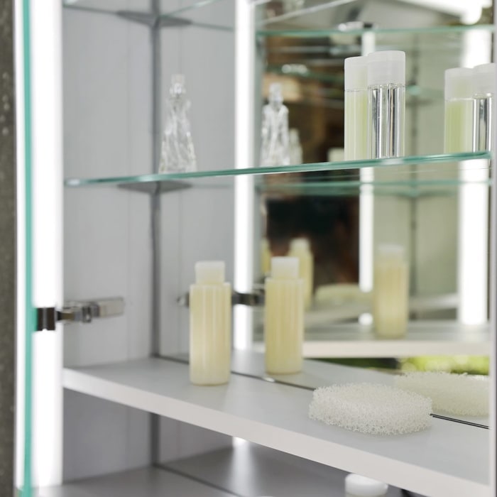 Keuco Royal Lumos Wandvorbau Spiegelschrank 80 x 73,5 cm, DALI-steuerbar, offene Ablage