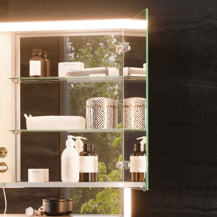 Keuco Royal Lumos Wandvorbau Spiegelschrank 140 x 73,5 cm, DALI-steuerbar, offene Ablage