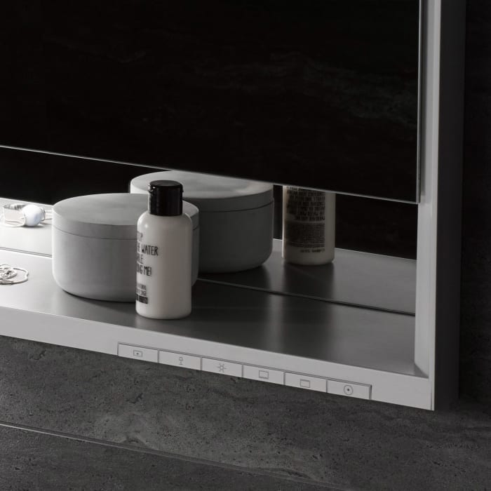 Keuco Royal Lumos Aufputz-Spiegelschrank 65 x 73,5 cm mit Spiegelheizung, LED-Beleuchtung, 1 Tür, Anschlag links