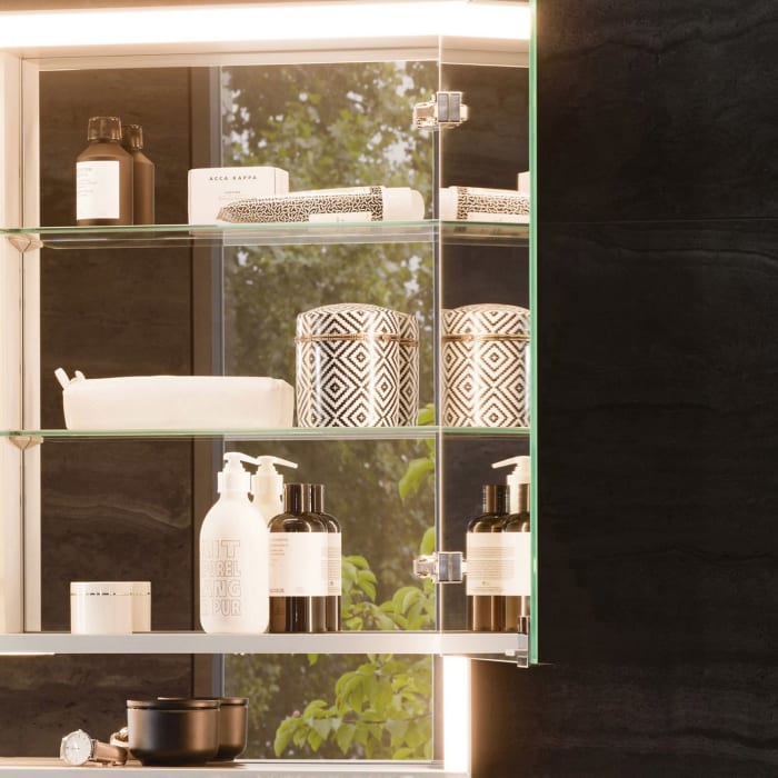 Keuco Royal Lumos Unterputz-Spiegelschrank 65 x 73,5 cm mit Spiegelheizung, LED-Beleuchtung, 1Tür, Anschlag rechts