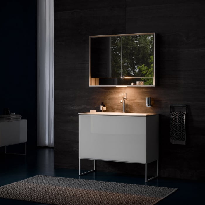 Keuco Royal Lumos Aufputz-Spiegelschrank 90 x 73,5 cm mit Spiegelheizung, LED-Beleuchtung, 2 Türen