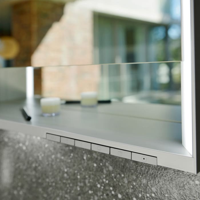 Keuco Royal Lumos Unterputz-Spiegelschrank 65 x 73,5 cm mit Spiegelheizung, LED-Beleuchtung, 1 Tür, Anschlag links