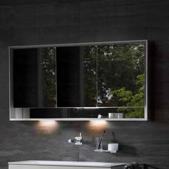 Keuco Royal Lumos Unterputz-Spiegelschrank 140 x 73,5 cm mit Spiegelheizung, LED-Beleuchtung, 3 Türen