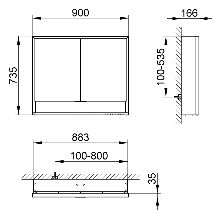 Keuco Royal Lumos Aufputz-Spiegelschrank 90 x 73,5 cm mit Spiegelheizung, LED-Beleuchtung, 2 Türen
