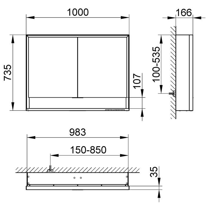 Keuco Royal Lumos Aufputz-Spiegelschrank 100 x 73,5 cm mit Spiegelheizung, LED-Beleuchtung, 2 Türen