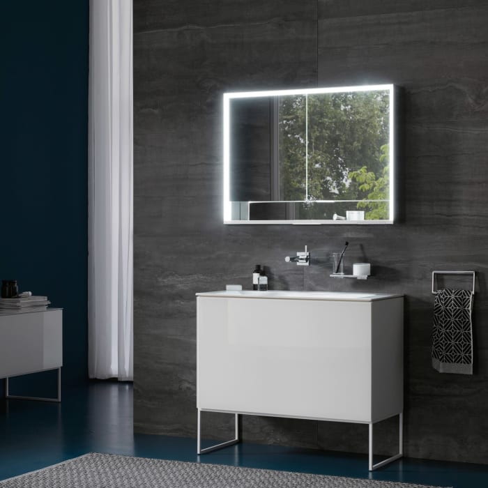 Keuco Royal Lumos Aufputz-Spiegelschrank 90 x 73,5 cm mit Spiegelheizung, LED-Beleuchtung, 2 Türen