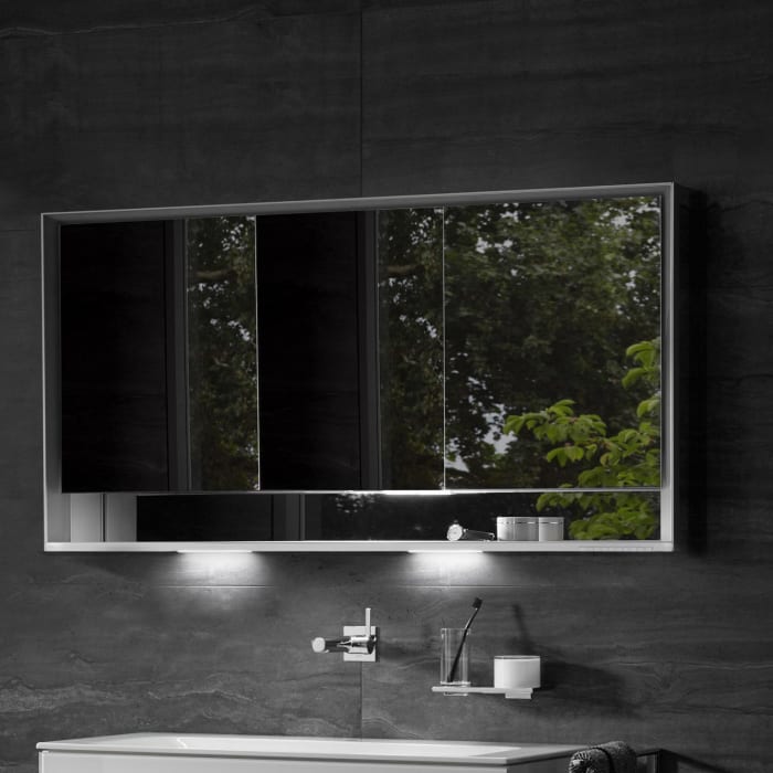 Keuco Royal Lumos Unterputz-Spiegelschrank 140 x 73,5 cm mit Spiegelheizung, LED-Beleuchtung, 3 Türen