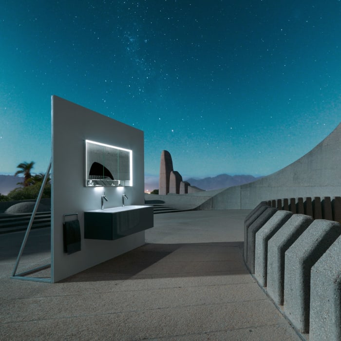 Keuco Royal Lumos Unterputz-Spiegelschrank 140 x 73,5 cm mit Spiegelheizung, LED-Beleuchtung, 3 Türen