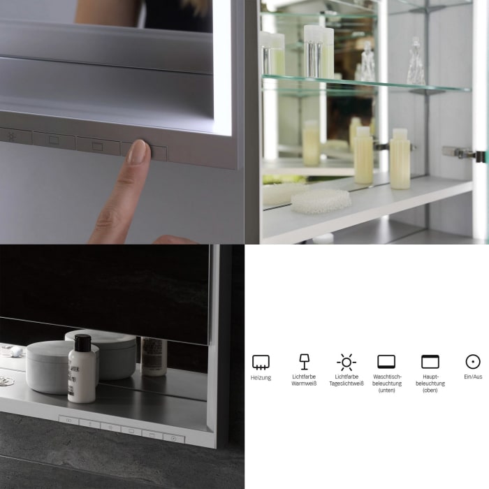 Keuco Royal Lumos Unterputz-Spiegelschrank 140 x 73,5 cm mit Spiegelheizung, LED-Beleuchtung, 3 Türen