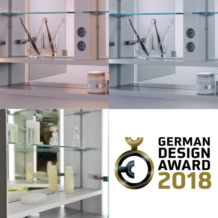 Keuco Royal Lumos Aufputz-Spiegelschrank 90 x 73,5 cm mit Spiegelheizung, LED-Beleuchtung, 2 Türen