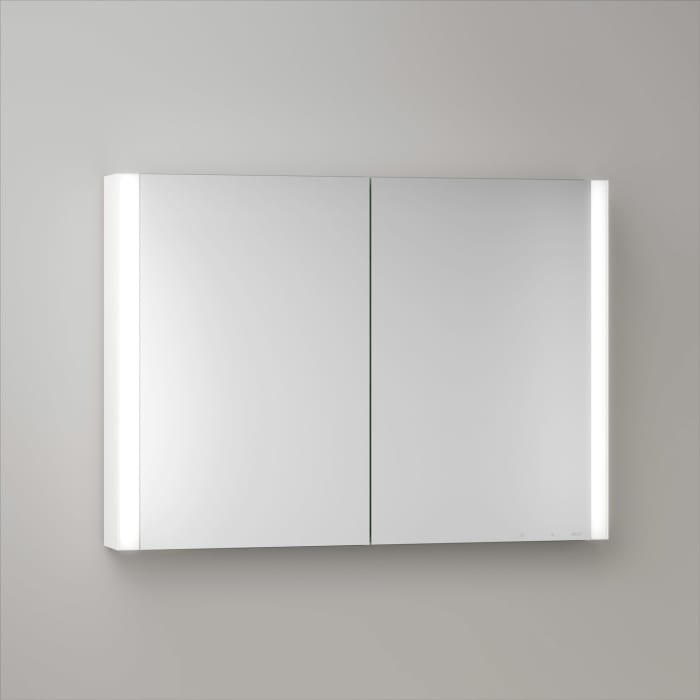 Keuco Royal Metis LED Aufputz-Spiegelschrank 100 x 71 cm, 2 Türen mit Spiegelheizung