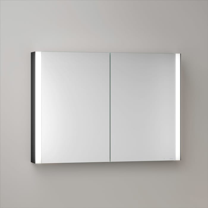 Keuco Royal Metis LED Aufputz-Spiegelschrank 100 x 71 cm mit 2 Türen, schweizer Ausführung