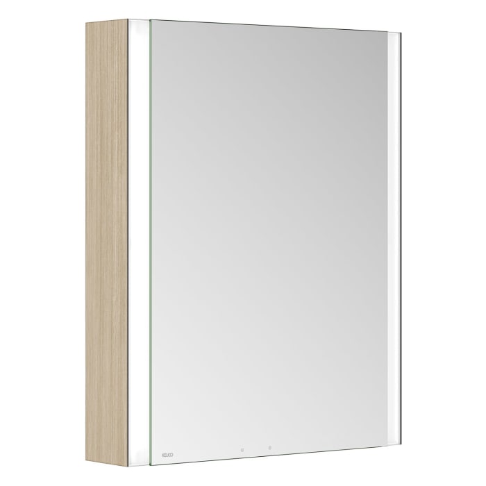 Keuco Royal Metis LED Aufputz-Spiegelschrank 60 x 71 cm mit Spiegelheizung, Türanschlag links, schweizer Ausführung