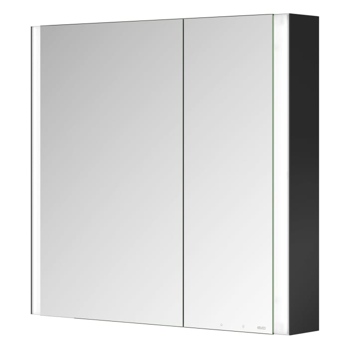 Keuco Royal Metis LED Aufputz-Spiegelschrank 80 x 71 cm, 2 Türen mit Spiegelheizung, asymmetrisch, französiche Ausführung