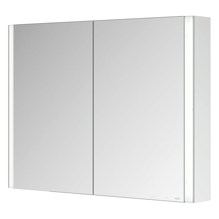 Keuco Royal Metis LED Aufputz-Spiegelschrank 100 x 71 cm, 2 Türen mit Spiegelheizung, schweizer Ausführung