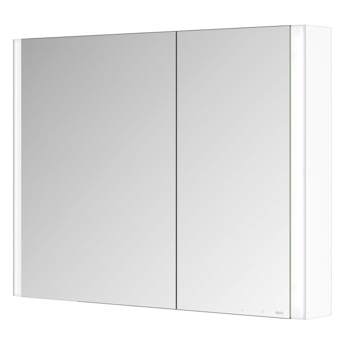 Keuco Royal Metis LED Aufputz-Spiegelschrank 100 x 71 cm, 2 Türen mit Spiegelheizung, asymmetrisch, schweizer Ausführung