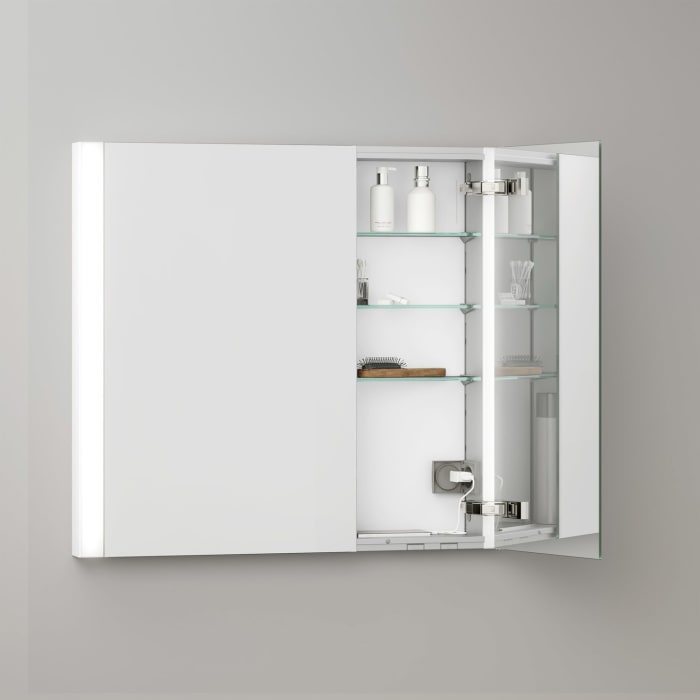 Keuco Royal Metis LED Unterputz-Spiegelschrank 80 x 71 cm, 2 Türen mit Spiegelheizung, asymmetrisch