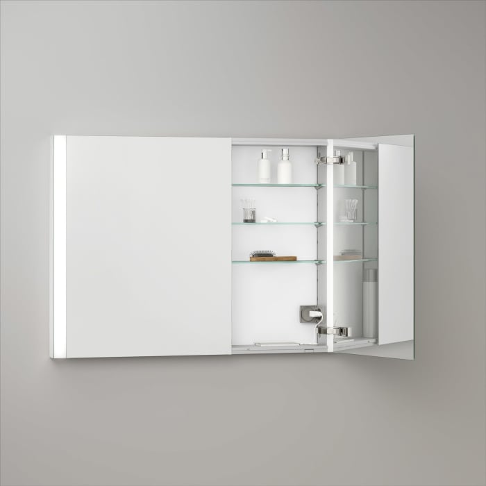 Keuco Royal Metis LED Unterputz-Spiegelschrank 100 x 71 cm, mit 2 Türen asymmetrisch