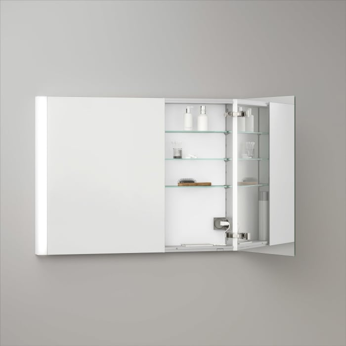 Keuco Royal Metis LED Unterputz-Spiegelschrank 100 x 71 cm, mit 2 Türen asymmetrisch