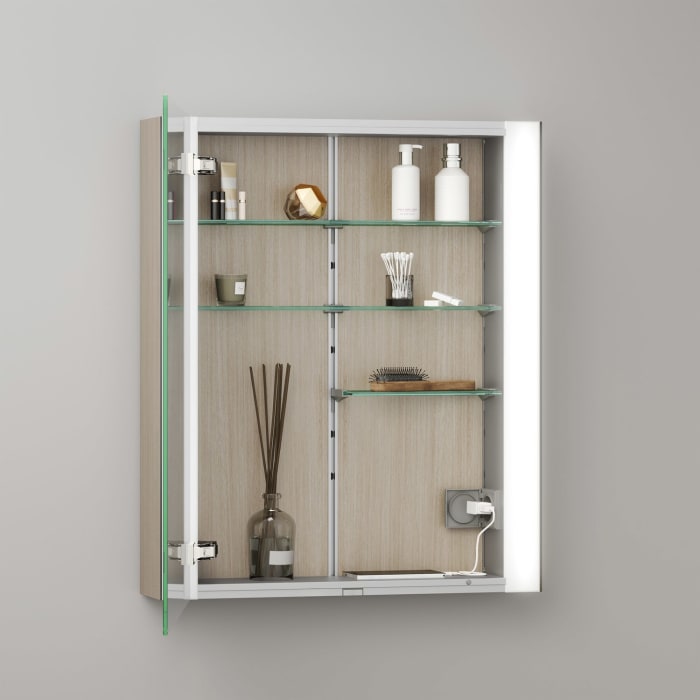 Keuco Royal Metis LED Aufputz-Spiegelschrank 60 x 71 cm Türanschlag links, französiche Ausführung