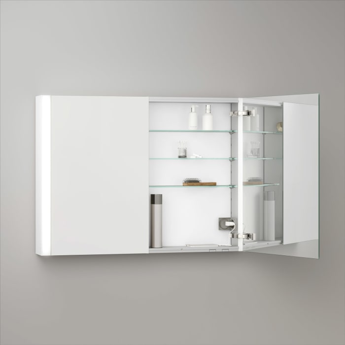 Keuco Royal Metis LED Aufputz-Spiegelschrank 100 x 71 cm, 2 Türen mit Spiegelheizung, französiche Ausführung