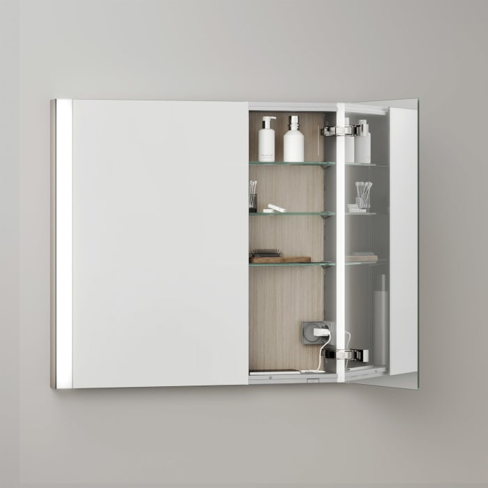 Keuco Royal Metis LED Unterputz-Spiegelschrank 80 x 71 cm, mit 2 Türen asymmetrisch, französiche Ausführung