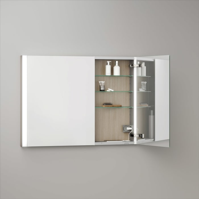 Keuco Royal Metis LED Unterputz-Spiegelschrank 100 x 71 cm, mit 2 Türen asymmetrisch, französiche Ausführung