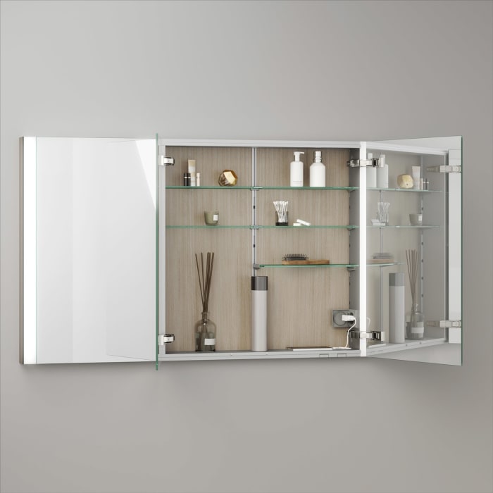 Keuco Royal Metis LED Unterputz-Spiegelschrank 120 x 71 cm, 3 Türen mit Spiegelheizung, französiche Ausführung