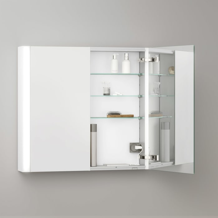 Keuco Royal Metis LED Aufputz-Spiegelschrank 80 x 71 cm mit 2 Türen, schweizer Ausführung