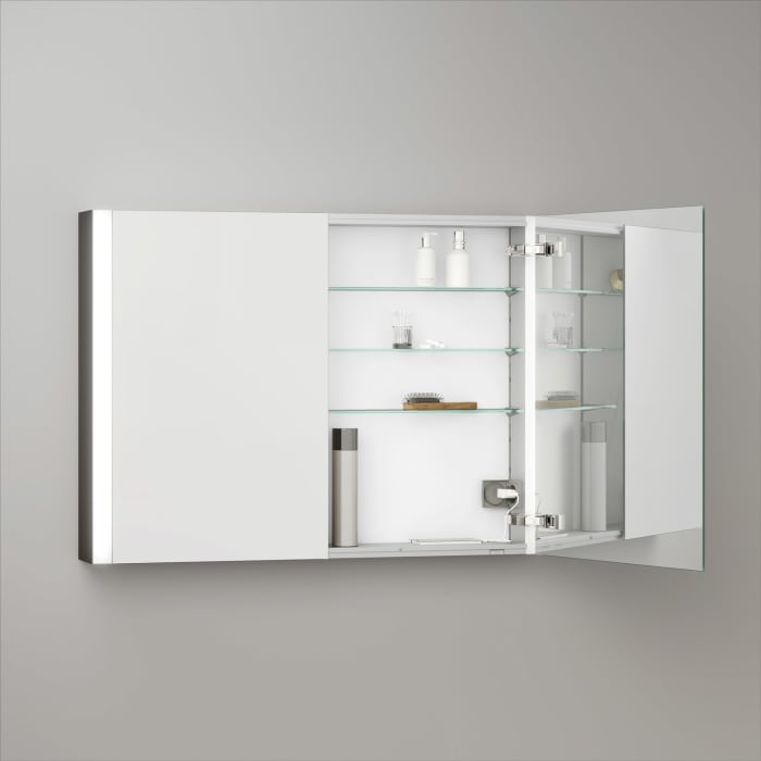 Keuco Royal Metis LED Aufputz-Spiegelschrank 100 x 71 cm mit 2 Türen, schweizer Ausführung