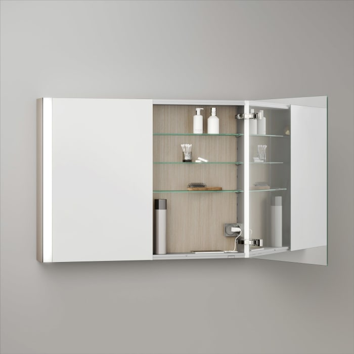 Keuco Royal Metis LED Aufputz-Spiegelschrank 100 x 71 cm mit 2 Türen, schweizer Ausführung