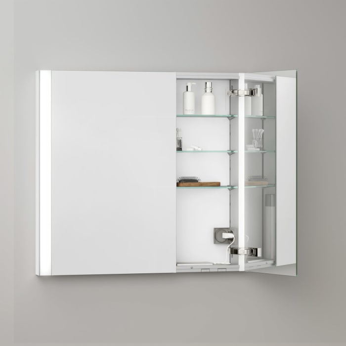 Keuco Royal Metis LED Unterputz-Spiegelschrank 80 x 71 cm, 2 Türen mit Spiegelheizung, asymmetrisch, schweizer Ausführung