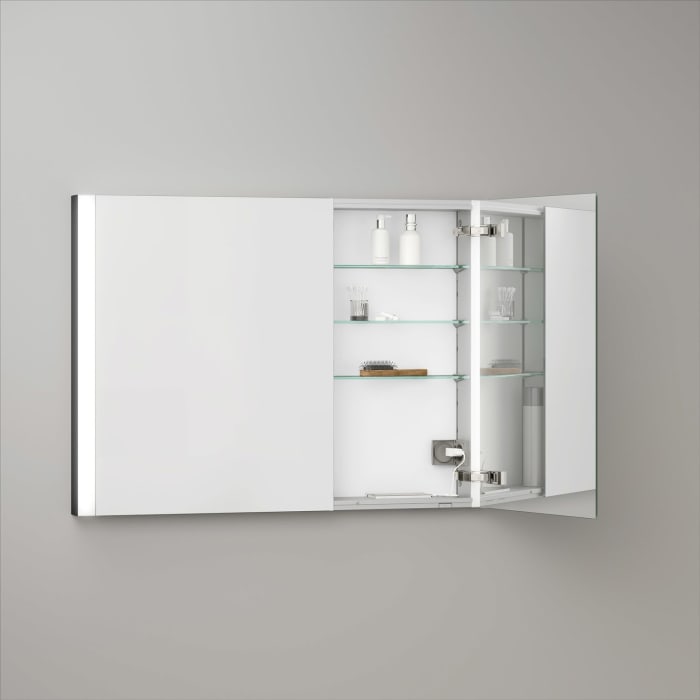 Keuco Royal Metis LED Unterputz-Spiegelschrank 100 x 71 cm, mit 2 Türen asymmetrisch, schweizer Ausführung